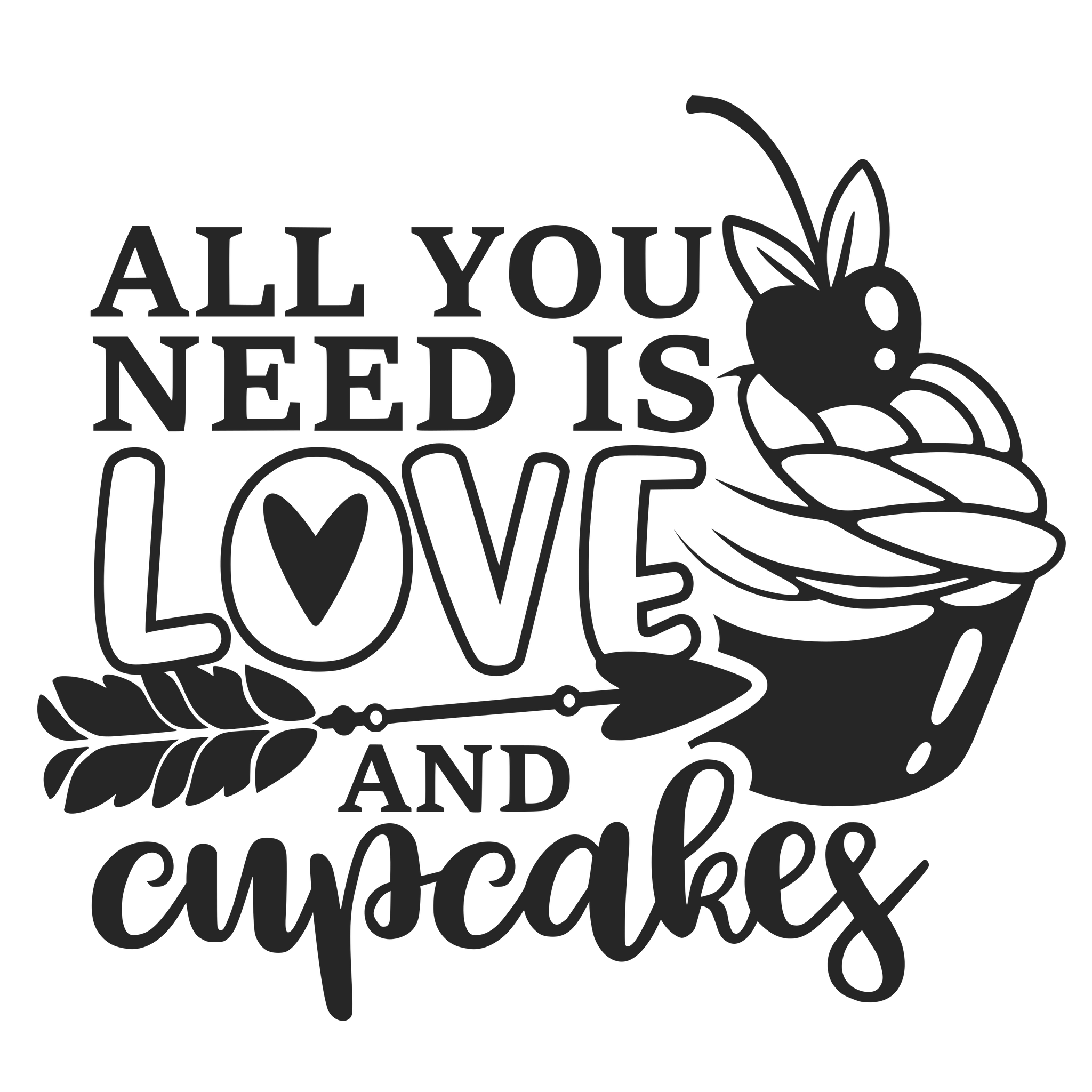 LOVE AND CUPCAKES 12X9 CUTTING BOARD