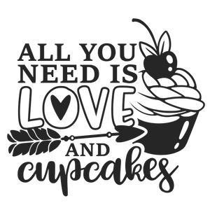 LOVE AND CUPCAKES 12X9 CUTTING BOARD