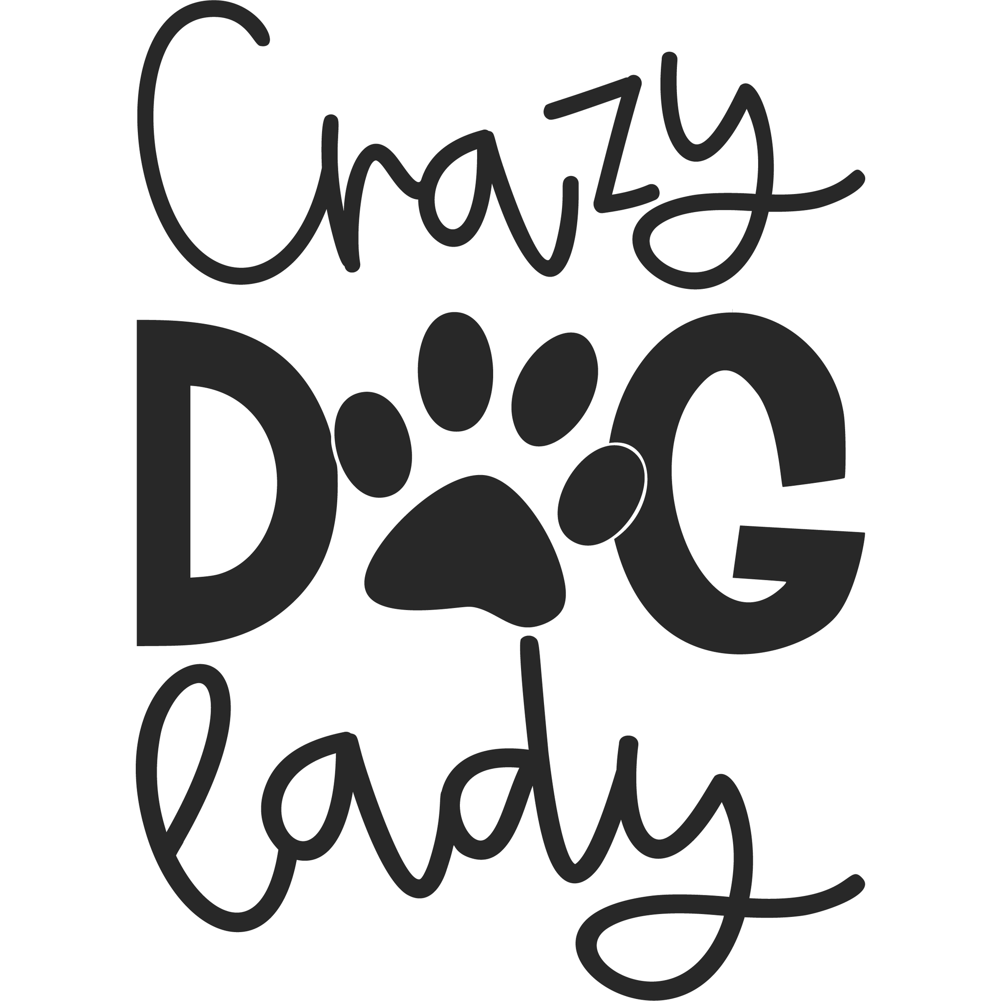 CRAZY DOG LADY 12X9 BAMBOO CUTTING BOARD