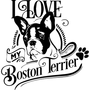 I LOVE MY BOSTON TERRIER 2 13X12 PAW BAMBOO  CUTTING BOARD