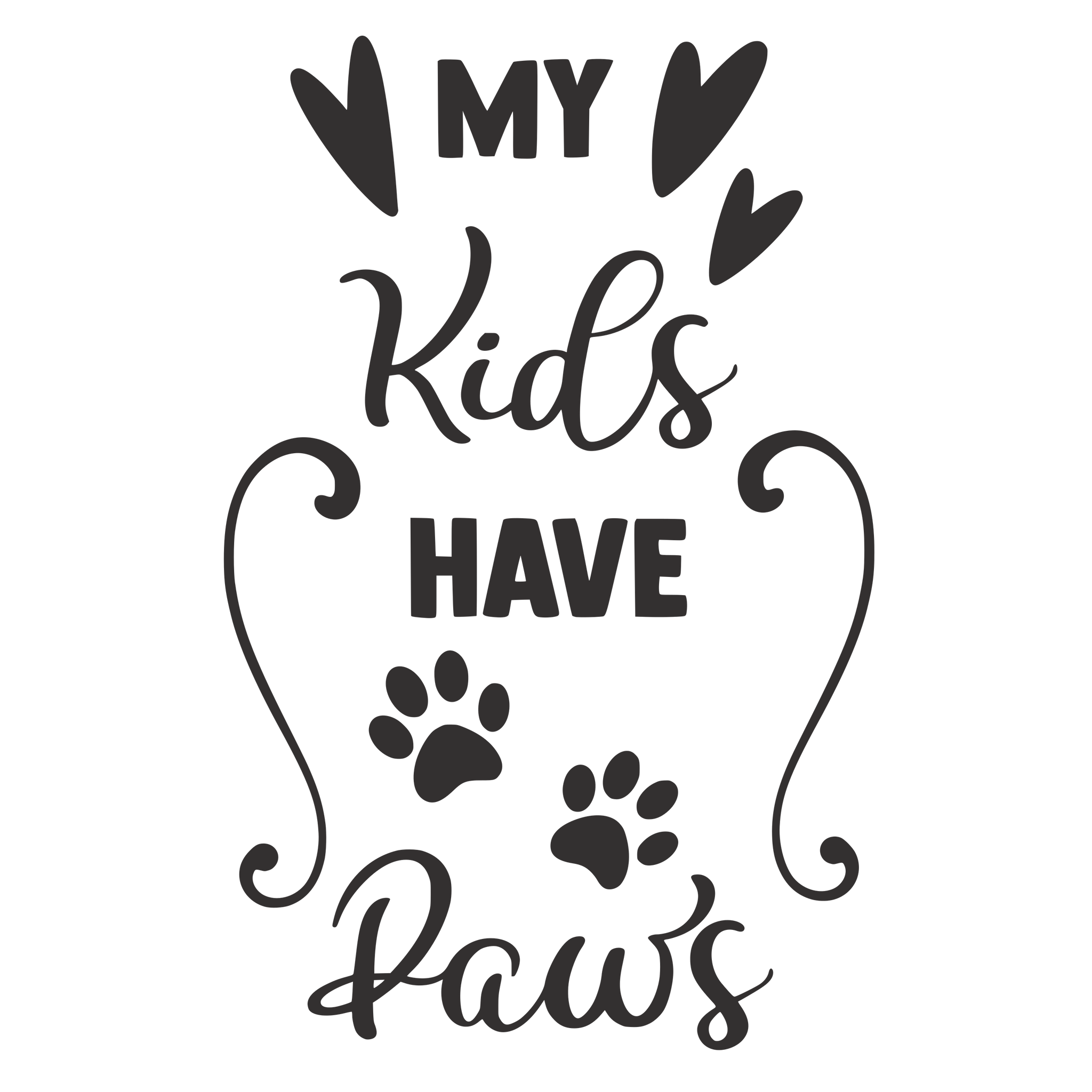 MY KIDS HAVE PAWS 12X9 BAMBOO CUTTING BOARDS